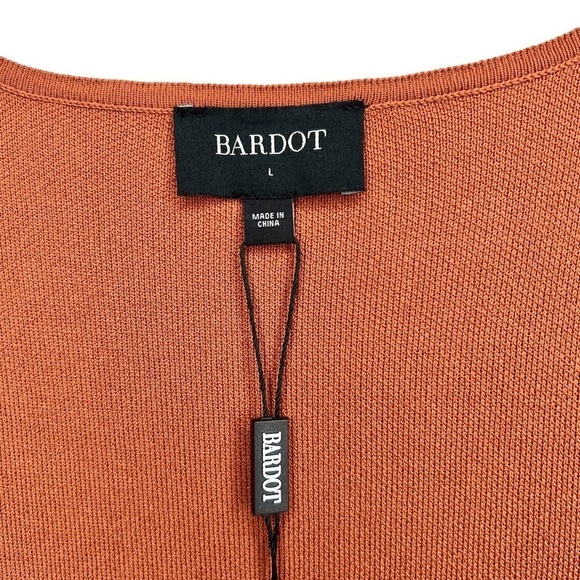 NEW Bardot Rust Long Sleeve Women’s Fitted Cutout Sweater Sz L - Picture 3 of 10